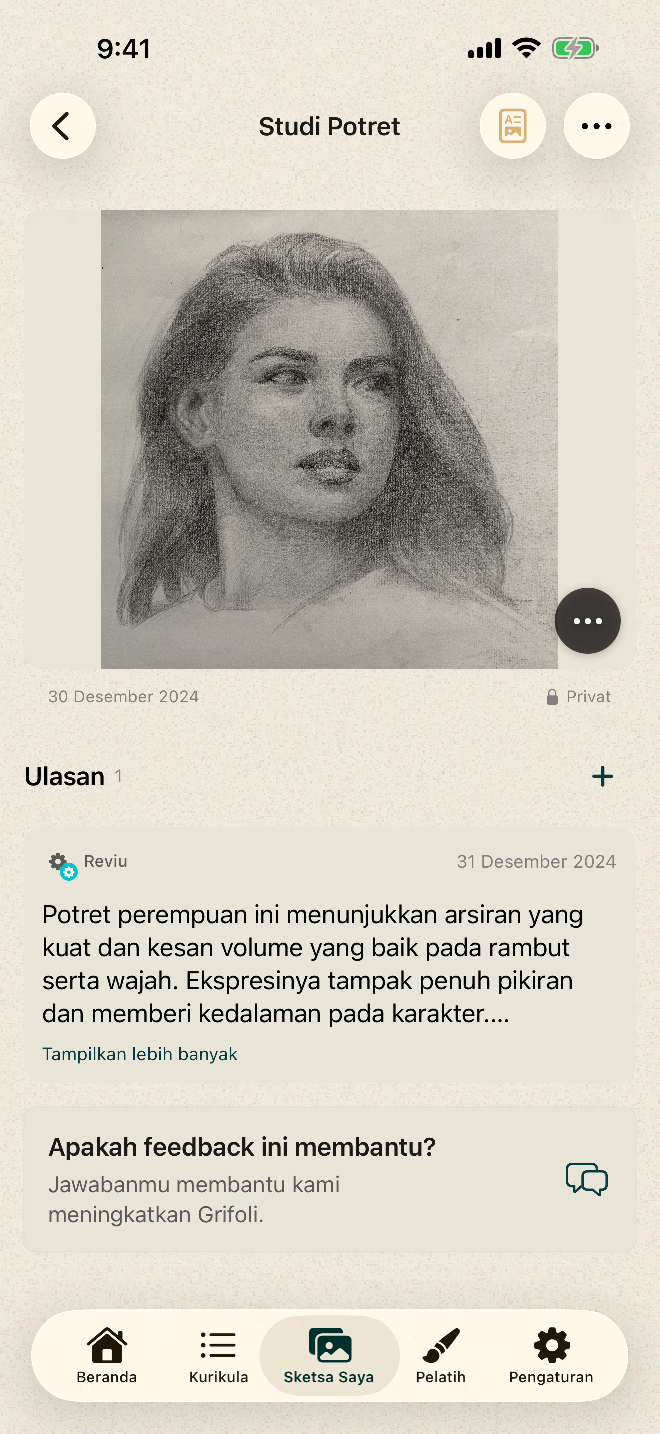 Penilaian Grifoli yang menampilkan tingkat menggambar dan empat area gambar