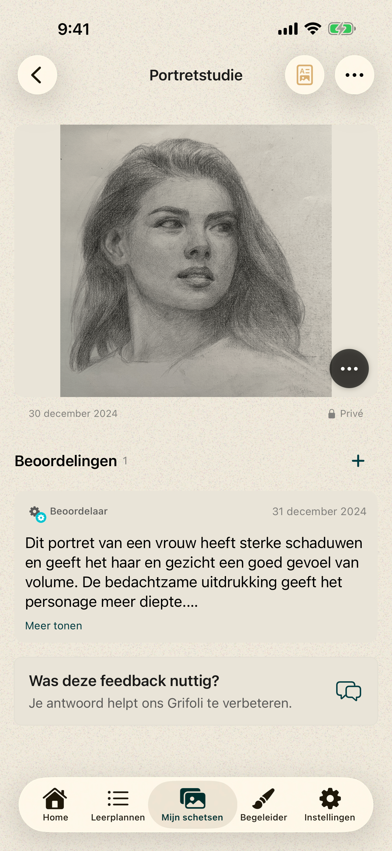 Grifoli-beoordeling met tekenniveau en vier tekengebieden