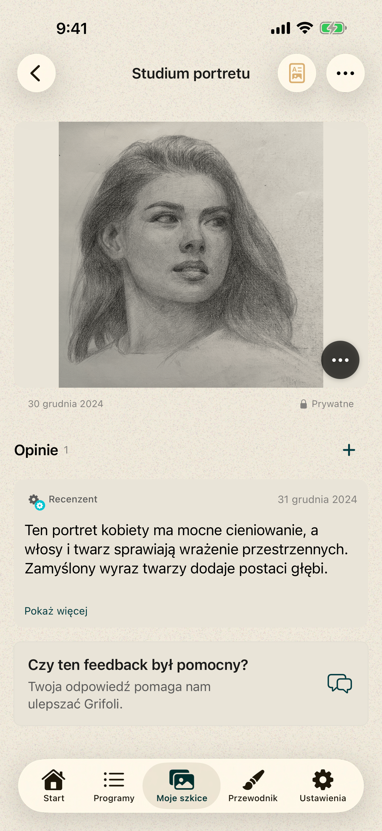 Ocena Grifoli z poziomem rysowania i czterema obszarami